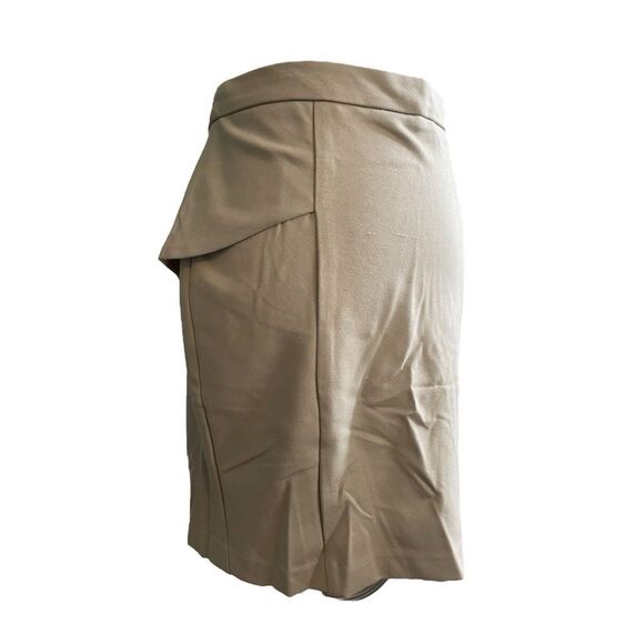 Willi Smith Cargo Mini Skirt Chino Tan Stretch Knit Pencil Ruffle Overlay 2 - Picture 2 of 6